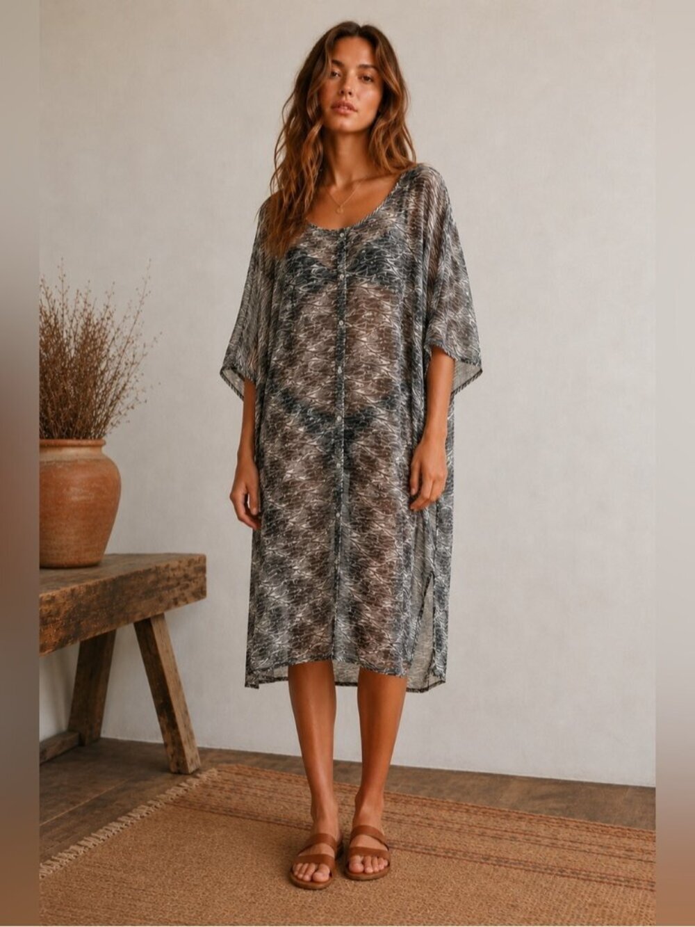 Free People Intimately More Chill Zebra Sleep Shirt Tunic Dress NWT M